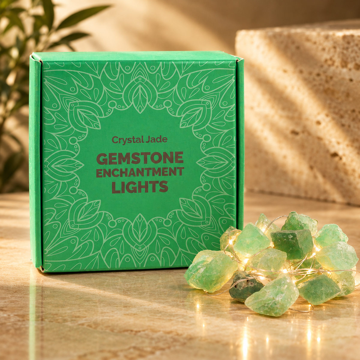 Guirlande lumineuse de gemmes en jade cristal