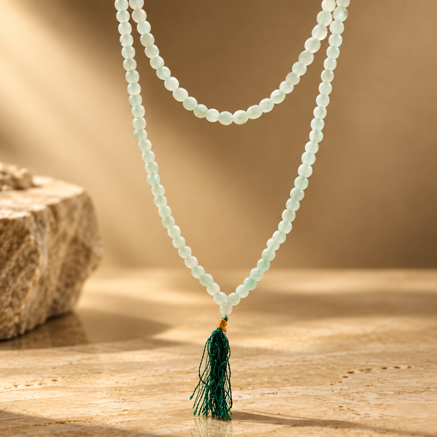 Mala en aventurine verte, 108 perles