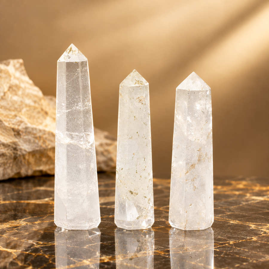 Obélisque à six faces en cristal de roche 11 cm