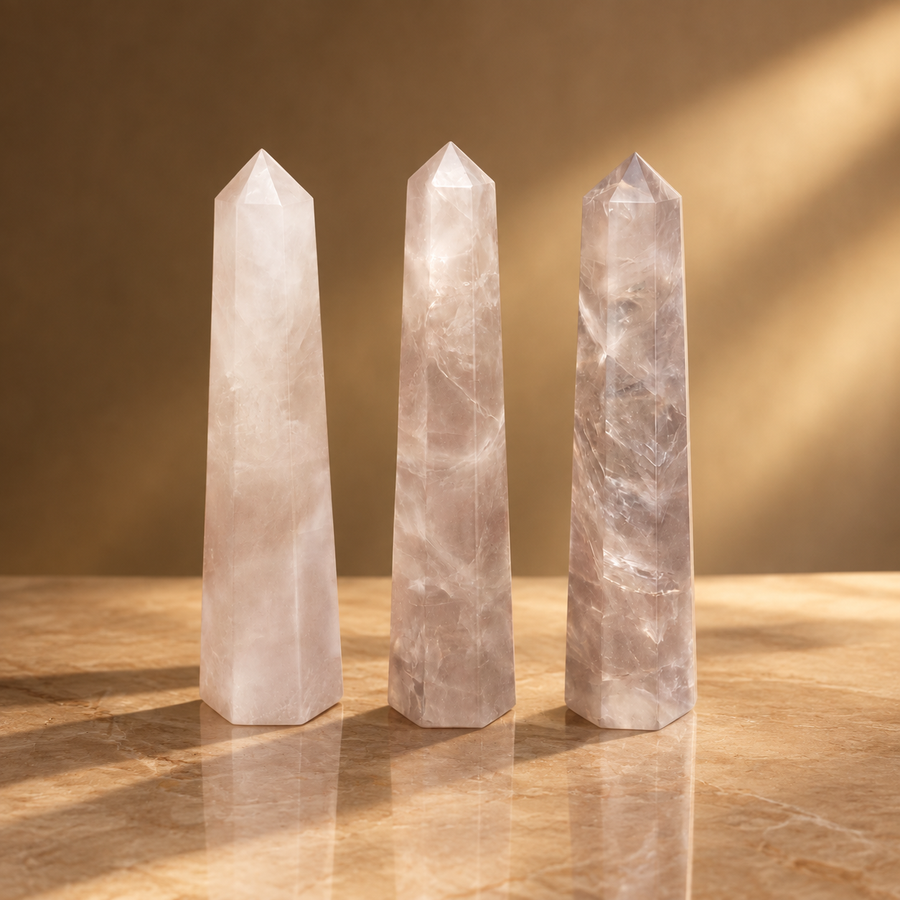 Obélisque à six faces en quartz fumé 11 cm