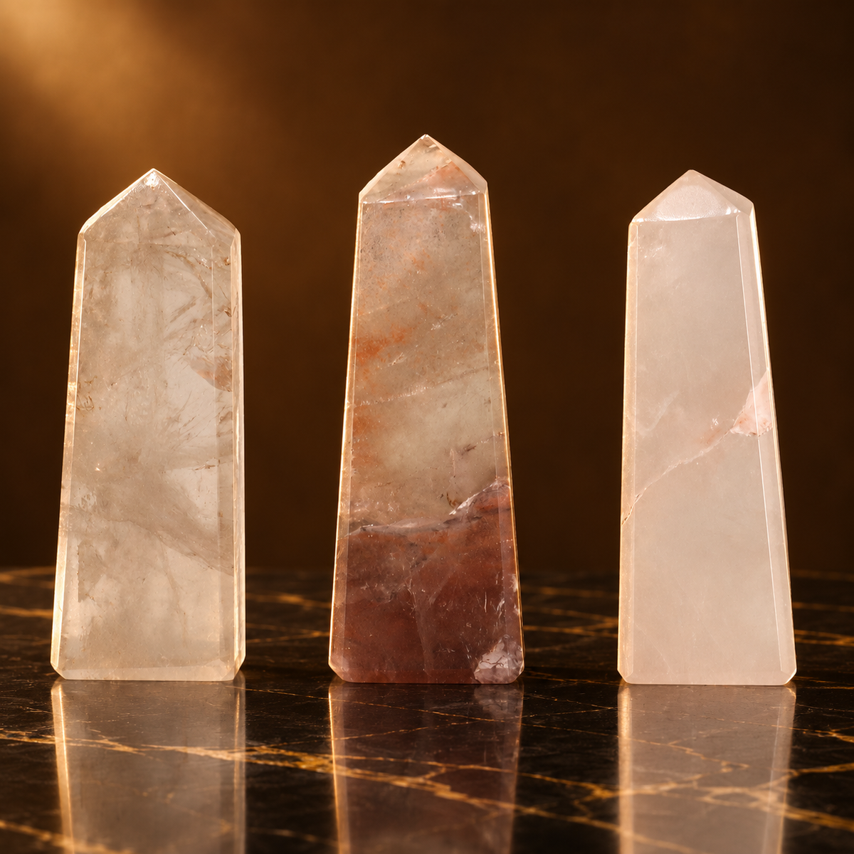 Obélisque en quartz fumé 5 cm