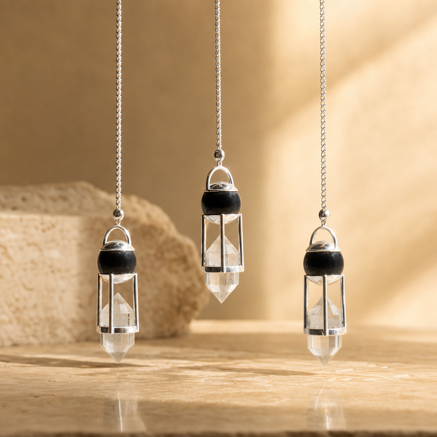 Pendule Voyant des ombres, double, sphère d’obsidienne