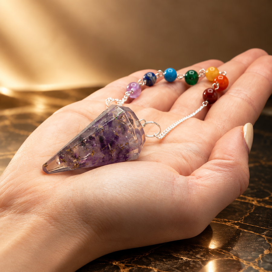 Pendule d’orgonite avec améthyste