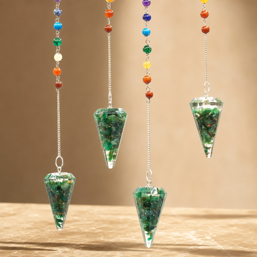 Pendule d’orgonite avec aventurine verte