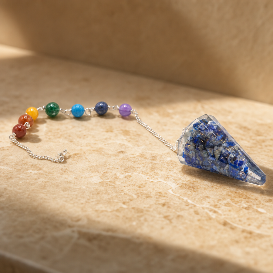 Pendule d’orgonite avec lapis-lazuli