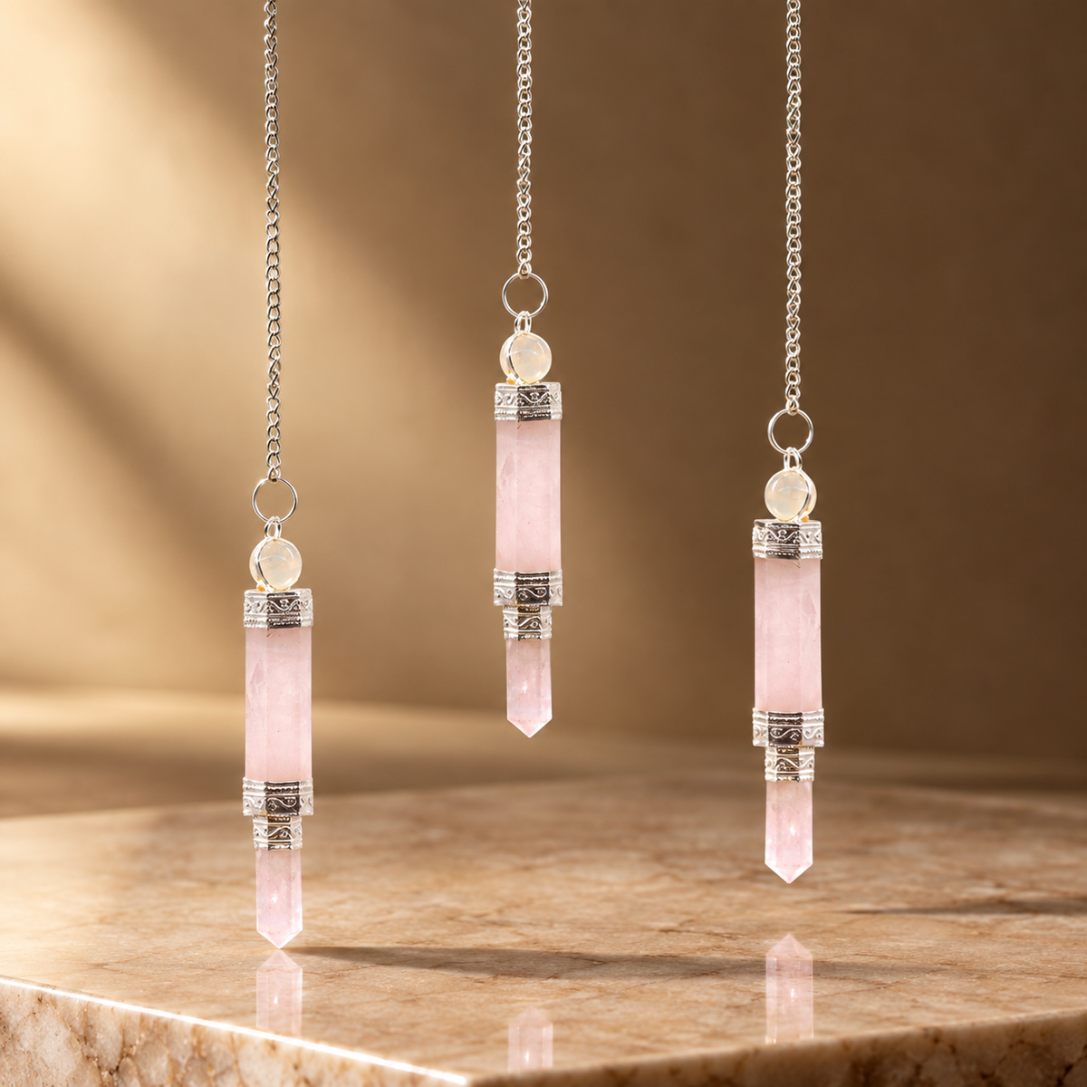 Pendule à trois pièces en quartz rose