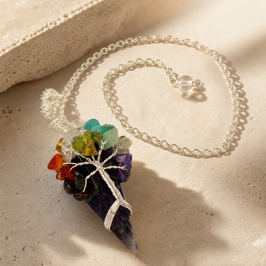 Pendule en améthyste sept chakras