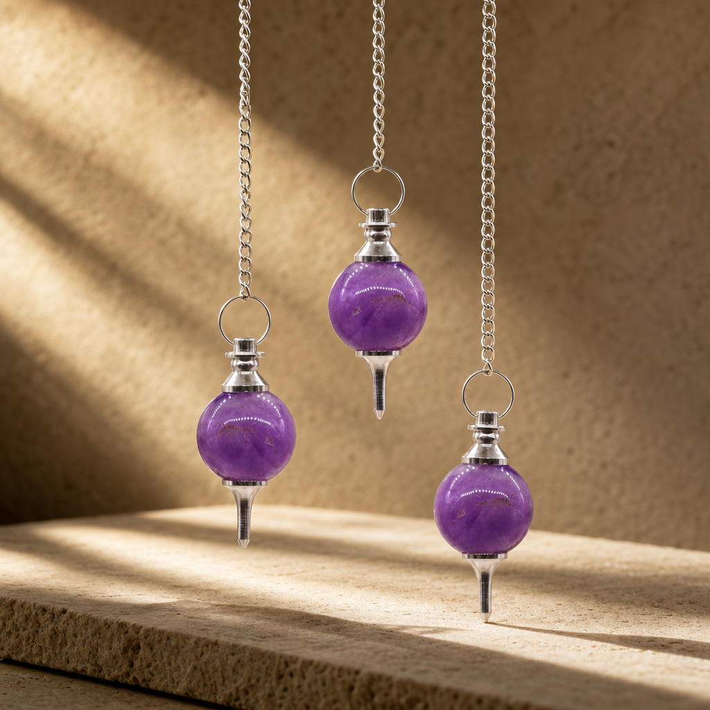 Pendule à sphère en améthyste