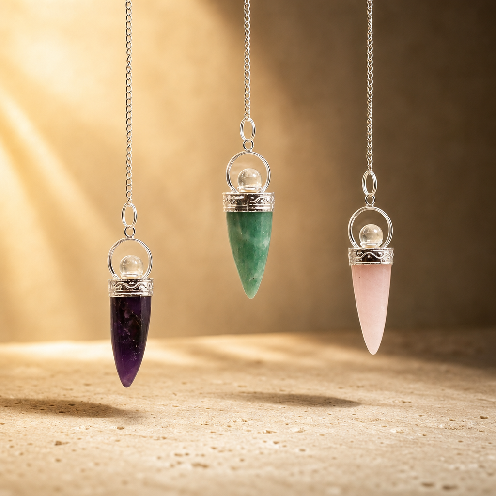 Pendule Cône et anneau d’argent, assortis