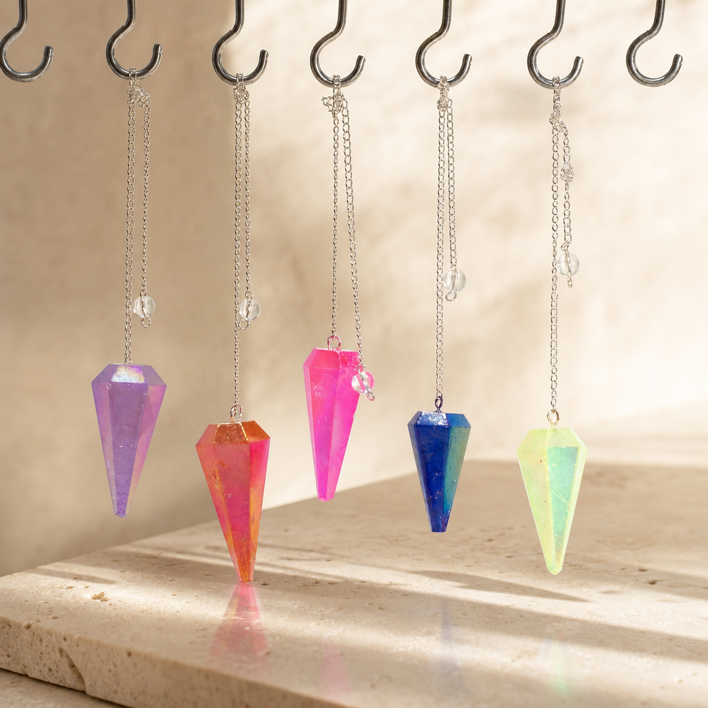 Pendule à six faces en cristal aurore vert pâle 4 cm — vue 2