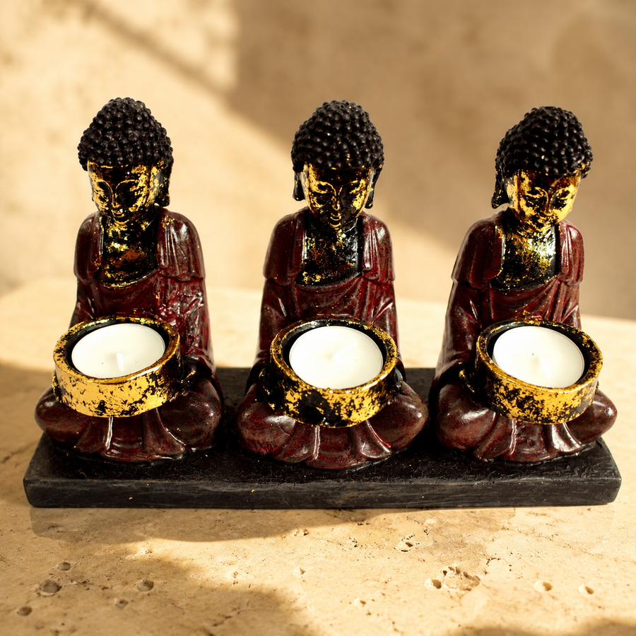Bougeoir à trois votives, Bouddha ancien