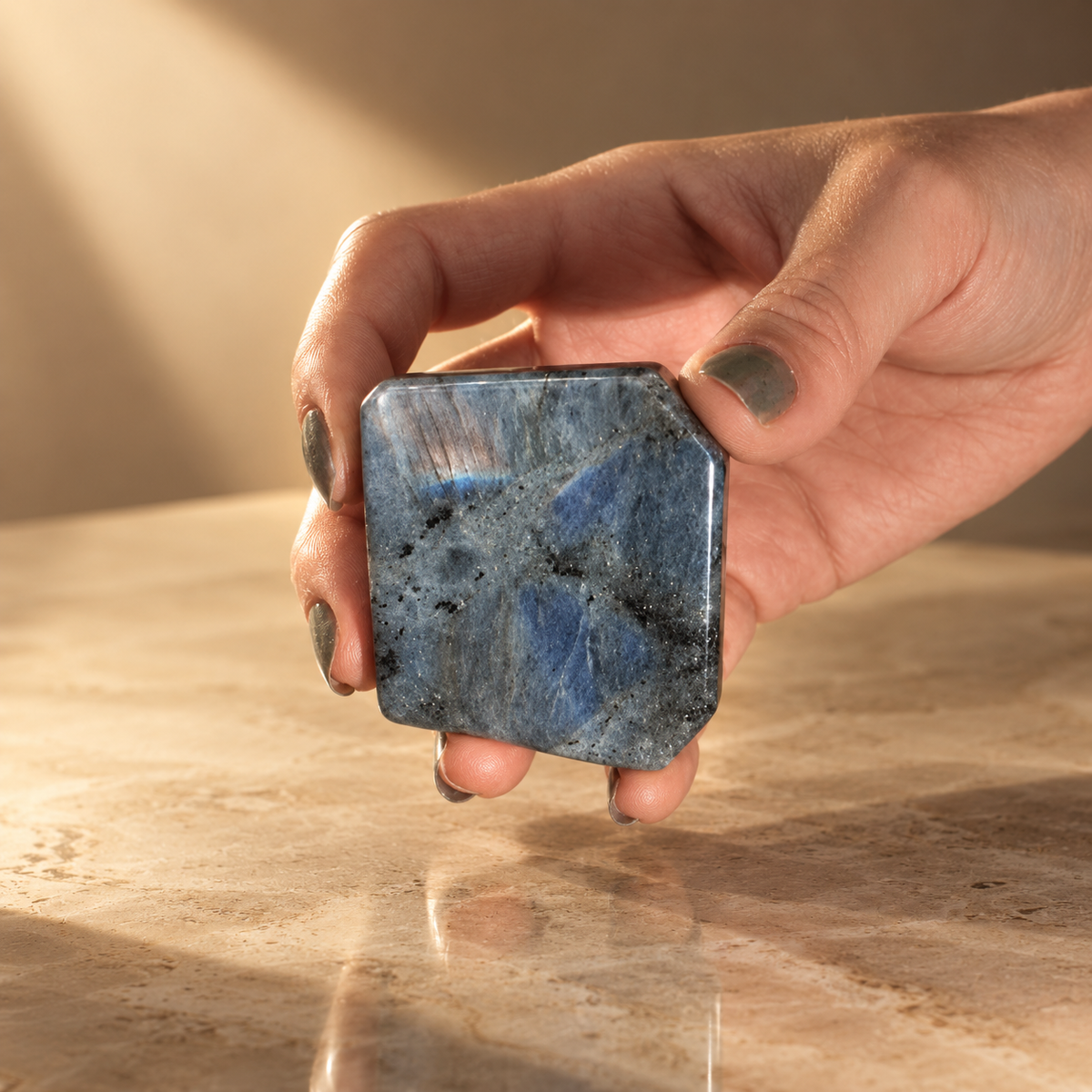 Pierre roulée en labradorite de Madagascar 40 à 60 mm — vue 2