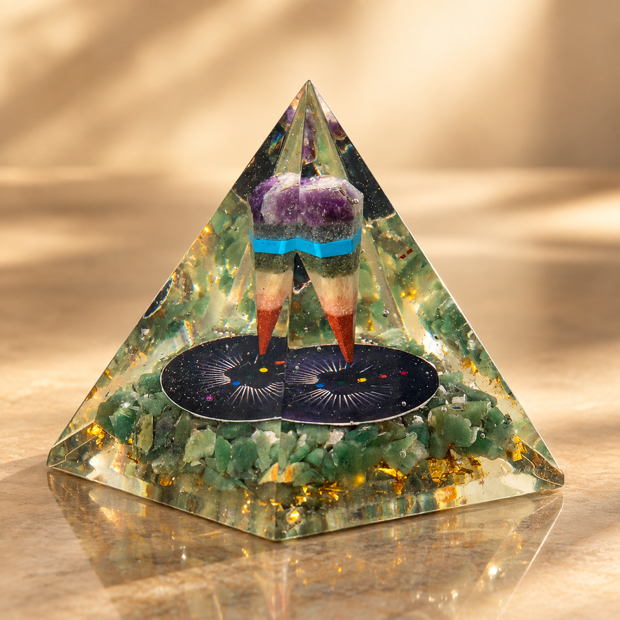 Pyramide d’orgonite pendule et aventurine verte, moyen