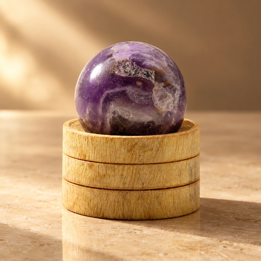 Sphère en améthyste d’Afrique sur socle 40 mm