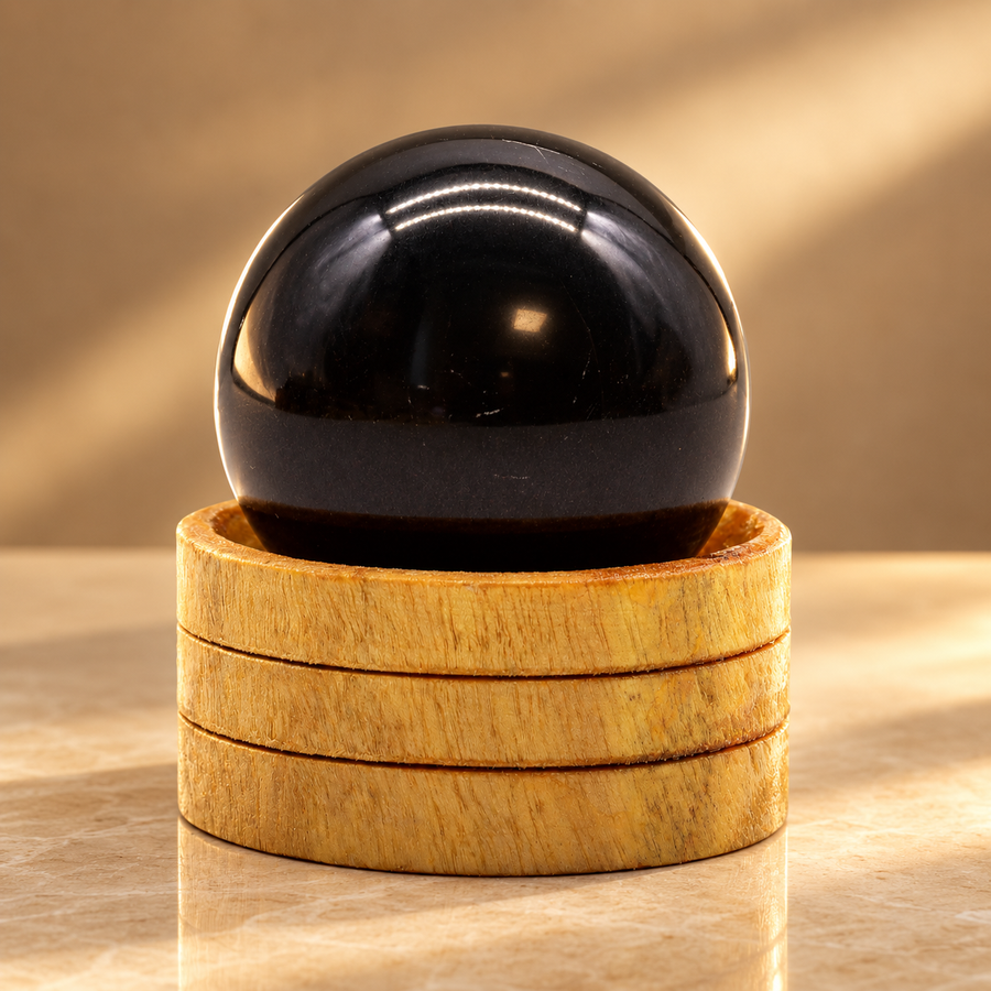 Sphère en tourmaline sur socle 50 mm