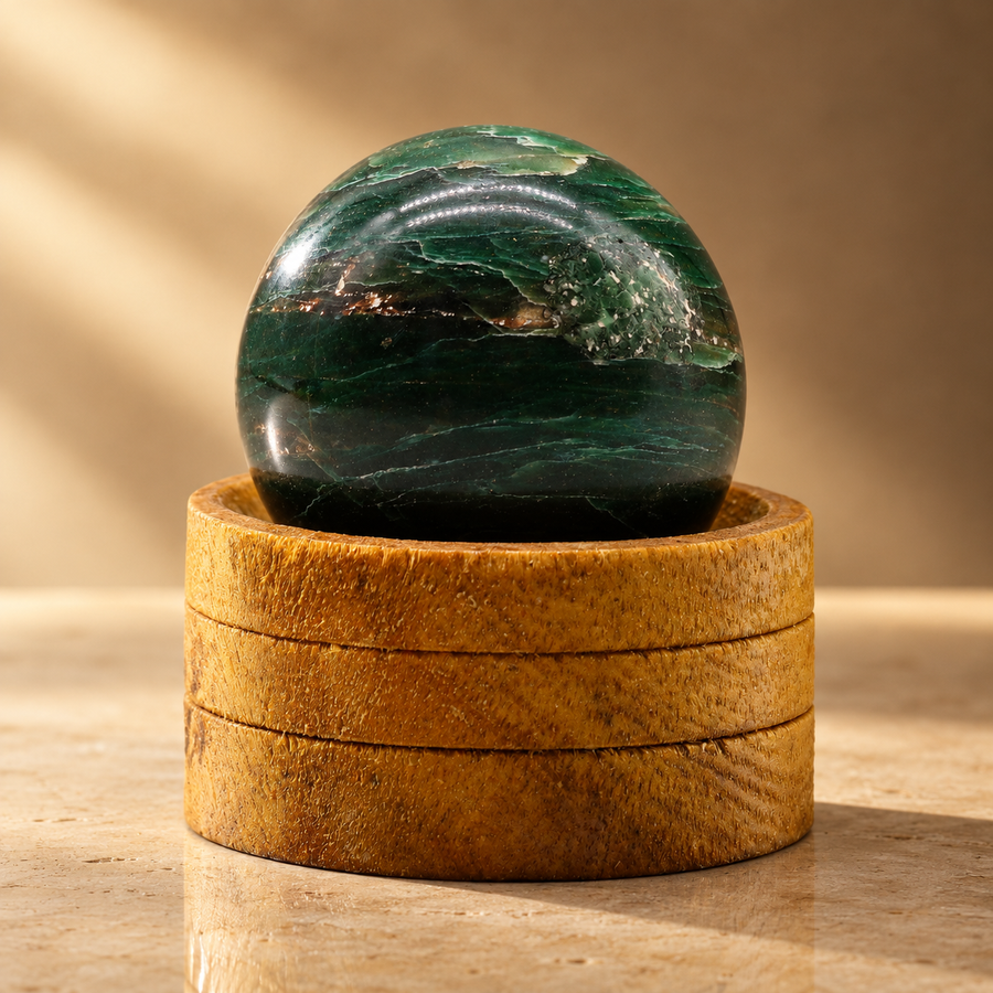 Sphère en jade indien sur socle 50 mm