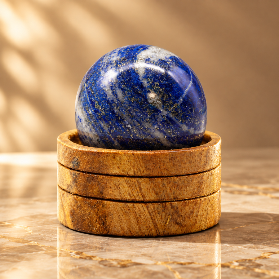 Sphère en lapis-lazuli d’Afghanistan sur socle 50 mm