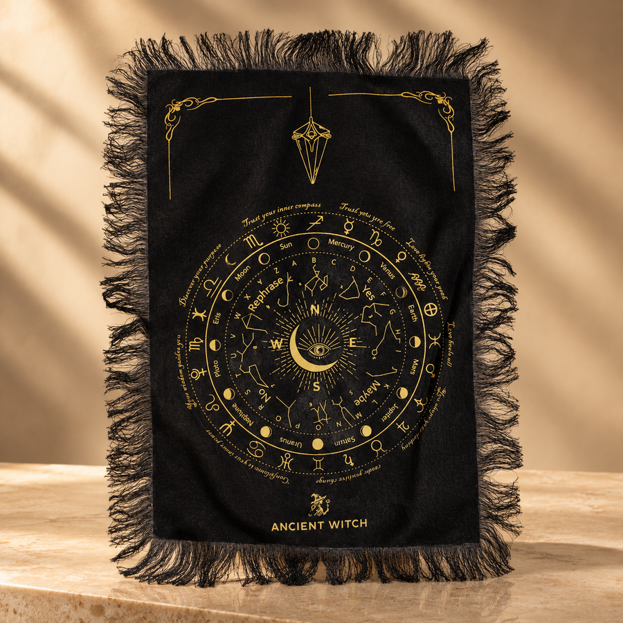 Toile de divination œil qui voit tout, noir et doré