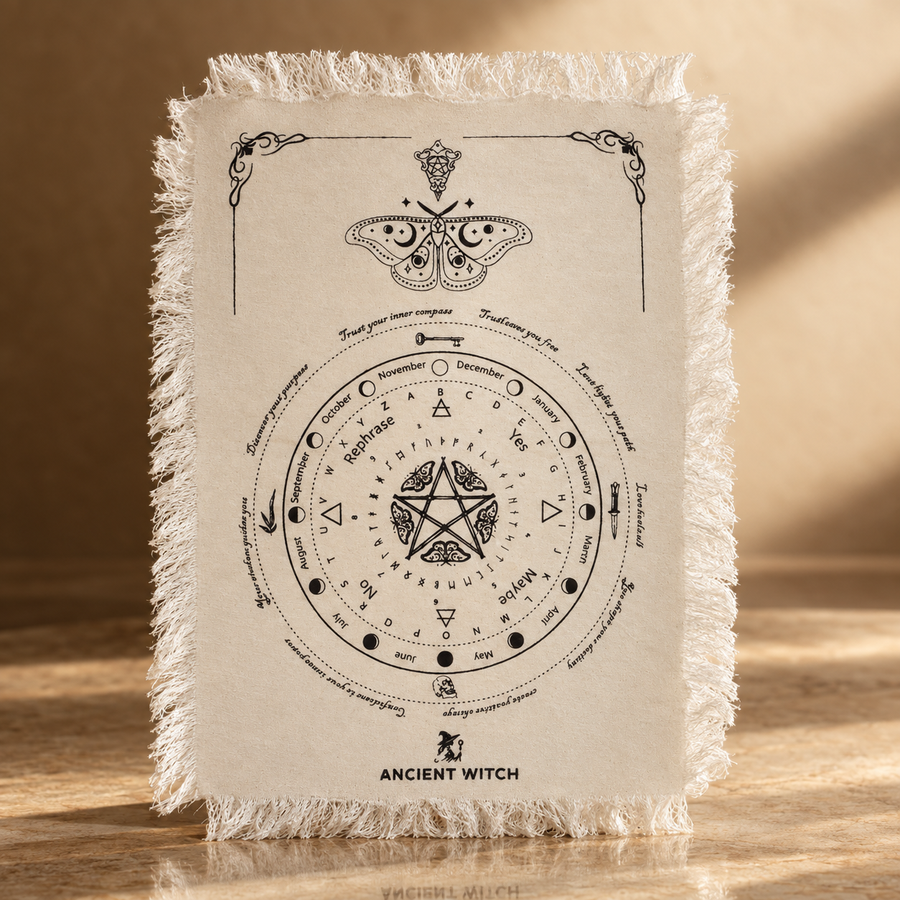 Toile de divination papillon de nuit, naturel et noir