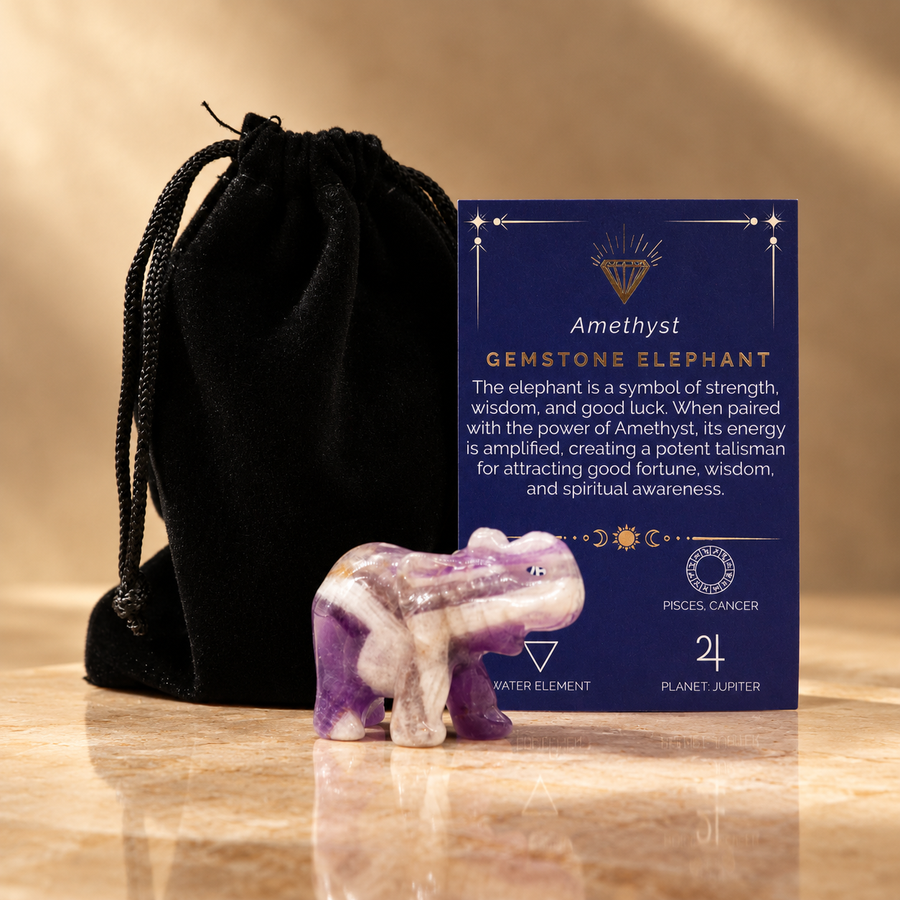 Éléphant de la chance en améthyste 5 cm