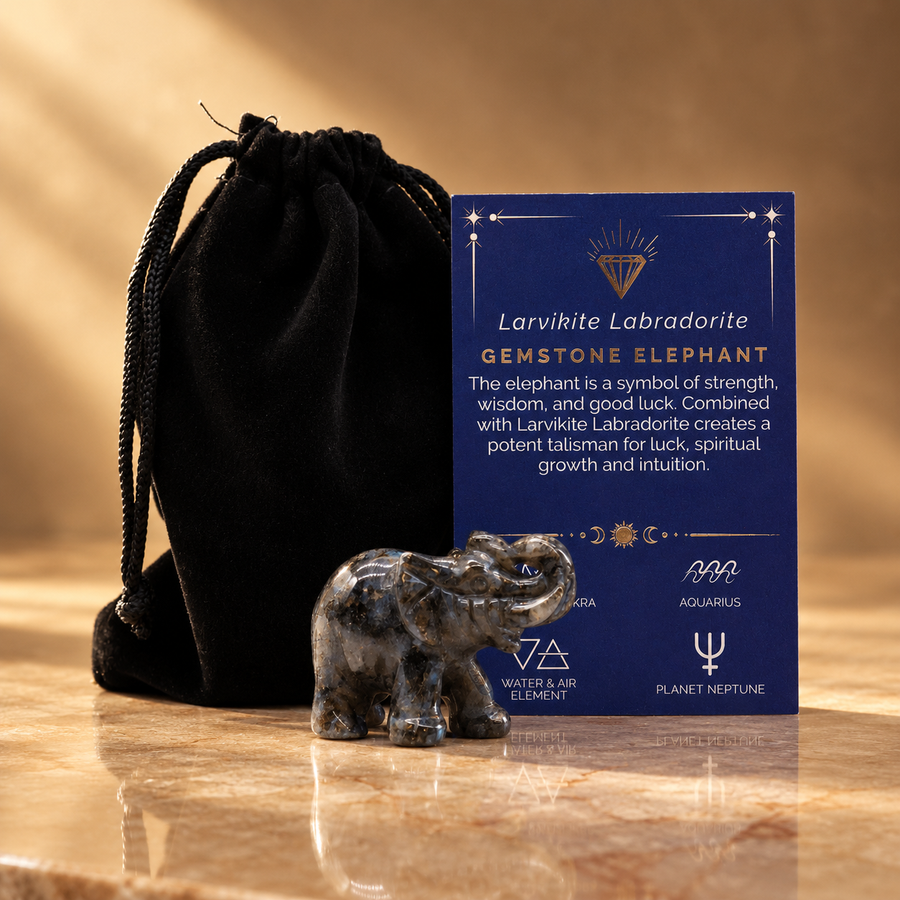 Éléphant de la chance en larvikite 5 cm