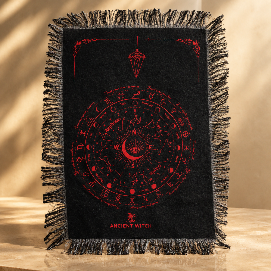 Toile de divination œil qui voit tout, noir et rouge sang